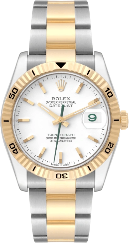 Rolex Datejust 36 116263 Turn-O-Graph white Oyster Green Hand