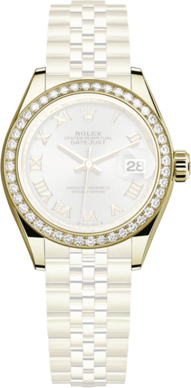 Rolex,Lady-Datejust 28mm,28mm,Yellow Gold,Silver,Automatic,Day,55hours,279138RBR,279138RBR-0018