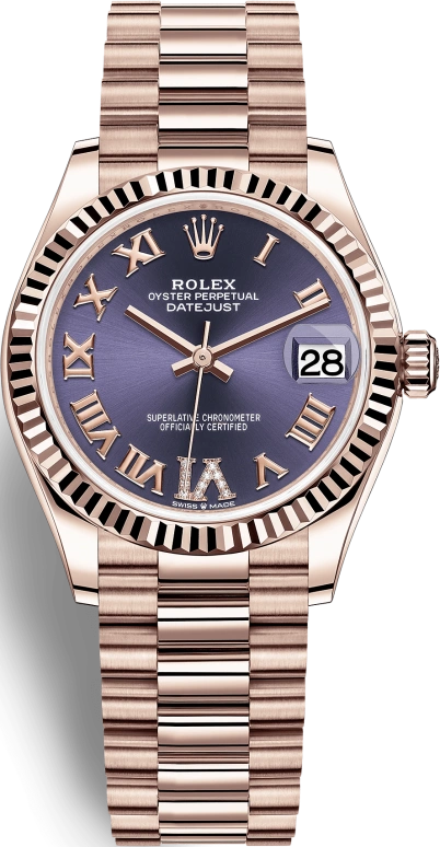 Rolex,Datejust 31 31mm,31mm,Rose Gold,Purple,Automatic,Day,55hours,278275,278275-0029