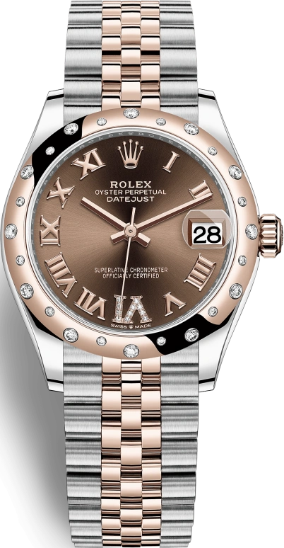Rolex,Datejust 31 31mm,31mm,Rose Gold,Stainless Steel,Brown,Automatic,Day,55hours,278341RBR,278341RBR-0004
