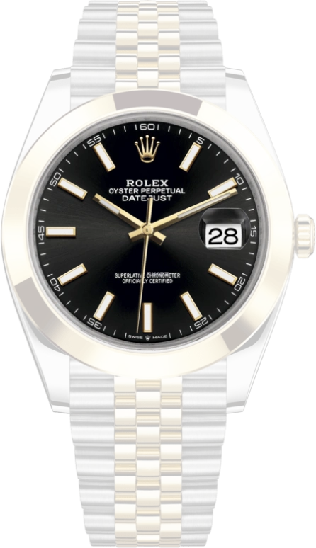 Rolex,Datejust 41 41mm,41mm,Yellow Gold,Stainless Steel,Black,Automatic,Day,70hours,126303,126303-0014
