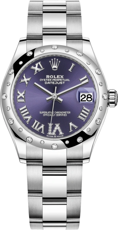 Rolex,Datejust 31 31mm,31mm,White Gold,Stainless Steel,Purple,Automatic,Day,55hours,278344RBR,278344RBR-0027