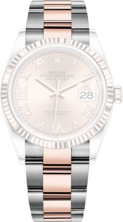 Rolex,Datejust 36 36mm,36mm,Rose Gold,Stainless Steel,Rose,Automatic,Day,70hours,126231,126231-0028