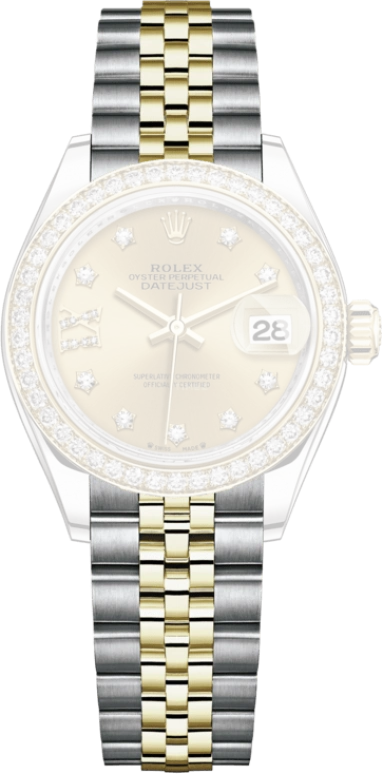 Rolex,Lady-Datejust 28mm,28mm,Yellow Gold,Stainless Steel,Champagne,Automatic,Day,55hours,279383RBR,279383RBR-0021
