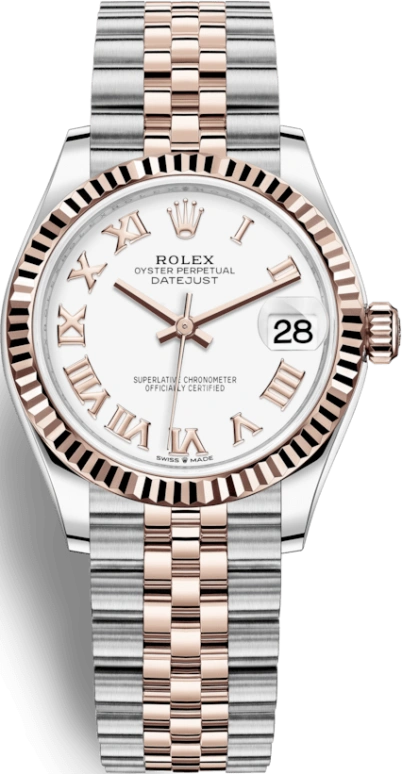 Rolex,Datejust 31 31mm,31mm,Rose Gold,Stainless Steel,White,Automatic,Day,55hours,278271,278271-0002