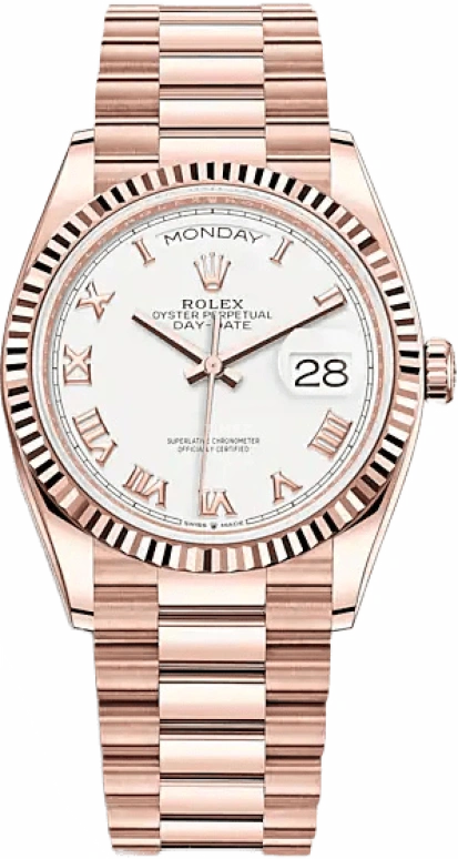 Rolex,Day-Date 36 36mm,36mm,Rose Gold,White,Automatic,Date,Day,128235,128235-0052