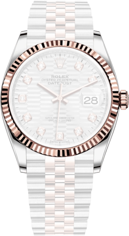 Rolex,Datejust 36 36mm,36mm,Rose Gold,Stainless Steel,Silver,Automatic,Day,70hours,126231,126231-0039