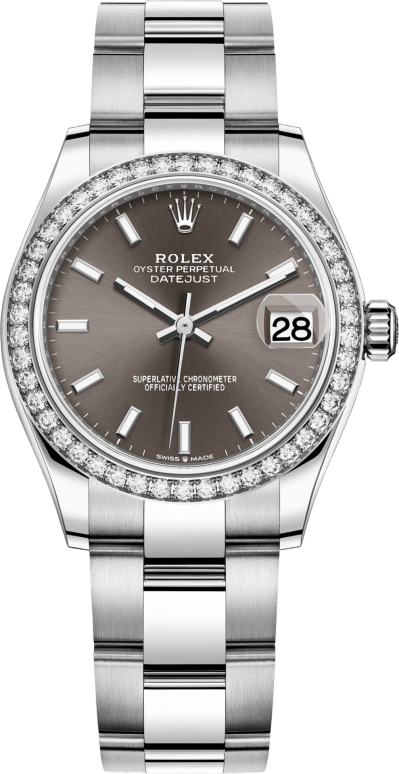 Rolex,Datejust 31 31mm,31mm,White Gold,Stainless Steel,Grey,Automatic,Day,55hours,278384RBR,278384RBR-0019