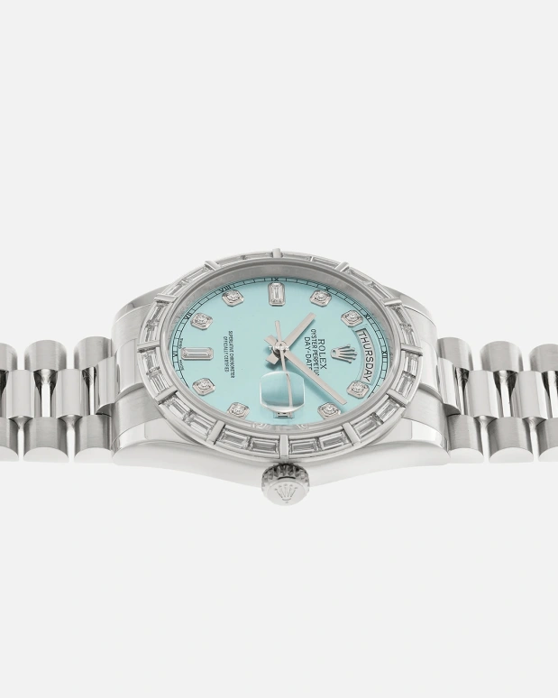 Rolex,Day-Date 36 36mm,36mm,Platinum,Ice Blue,Automatic,Date,Day,118366 Platinum Diamond