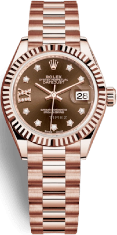 Rolex,Lady-Datejust 28mm,28mm,Everose Gold,Brown,Automatic,Day,55hours,279175,279175-0002