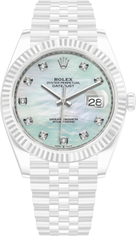 Rolex,Datejust 41 41mm,41mm,White Gold,Stainless Steel,White,Automatic,Day,70hours,126334,126334-0020