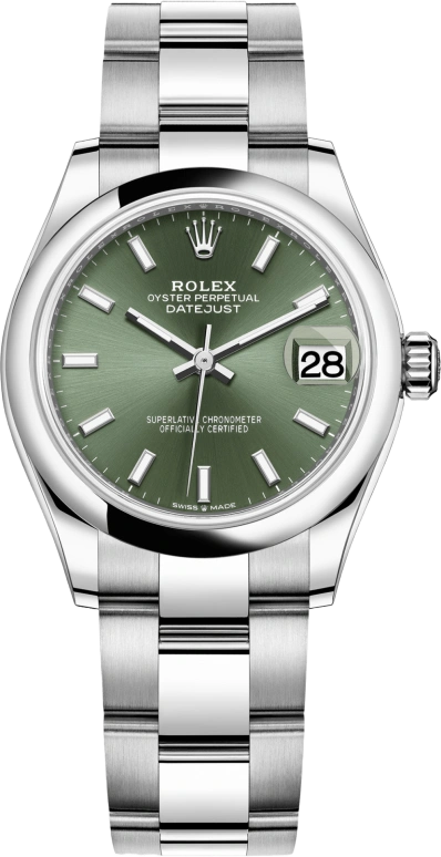 Rolex,Datejust 31 31mm,31mm,Stainless Steel,Green,Automatic,Day,55hours,278240,278240-0011