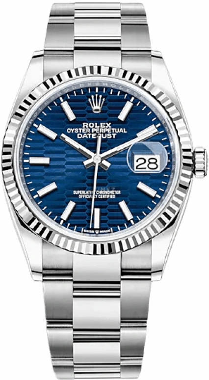 Rolex,Datejust 36 36mm,36mm,White Gold,Stainless Steel,Blue,Automatic,Day,70hours,126234,126234-0050
