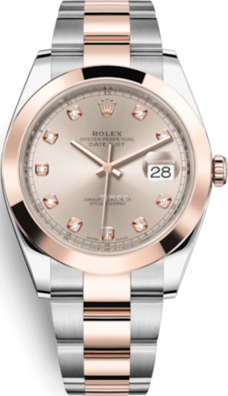Rolex,Datejust 41 41mm,41mm,Rose Gold,Stainless Steel,Pink,Automatic,Day,70hours,126301,126301-0007