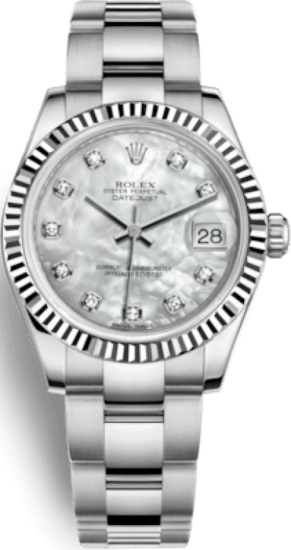 Rolex,Datejust 31 31mm,31mm,White Gold,Stainless Steel,White,Automatic,Day,48hours,178274,178274-0056