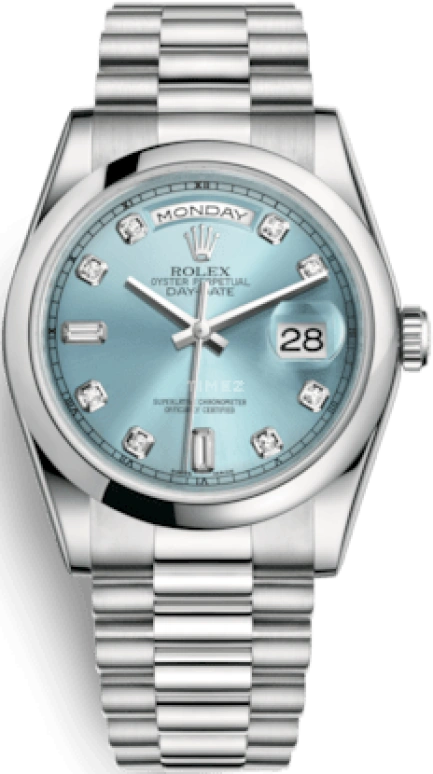 Rolex,Day-Date 36 36mm,36mm,Platinum,Blue,Automatic,Date,Day,118206,118206-0036