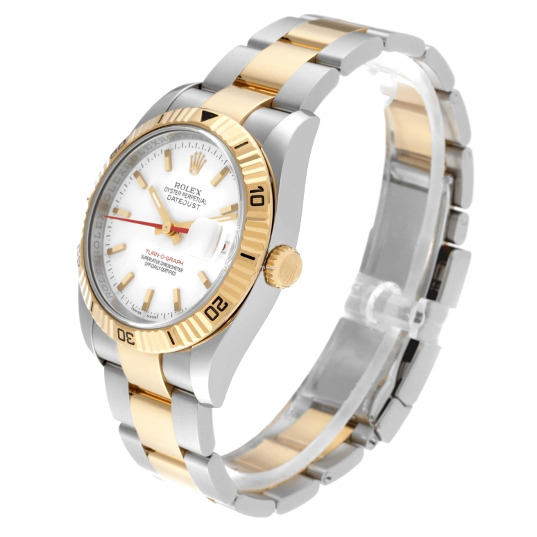 Rolex,Datejust 36 36mm,36mm,Yellow Gold,Stainless Steel,White,Automatic,Day,48hours,116263 Turn,116263 Turn-O-Graph white Oyster