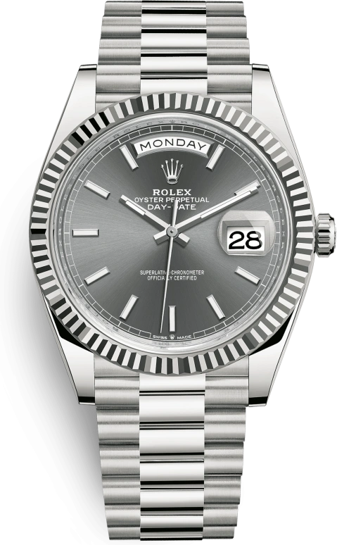 Rolex,Day-Date 40 40mm,40mm,White Gold,Grey,Automatic,Date,Day,228239,228239-0060