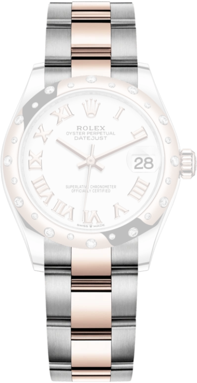 Rolex,Datejust 31 31mm,31mm,Rose Gold,Stainless Steel,White,Automatic,Day,55hours,278341RBR,278341RBR-0001