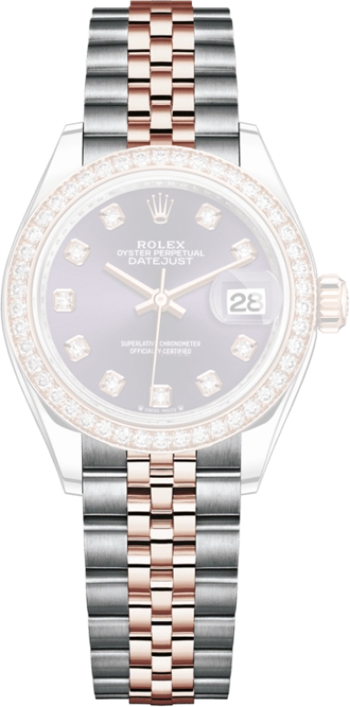 Rolex,Lady-Datejust 28mm,28mm,Rose Gold,Stainless Steel,Purple,Automatic,Day,55hours,279381RBR,279381RBR-0015
