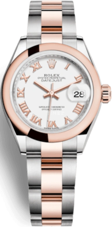 Rolex,Lady-Datejust 28mm,28mm,Oystersteel,Everose Gold,White,Automatic,Day,55hours,279161,279161-0022