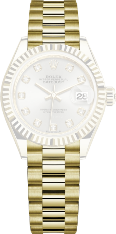Rolex,Lady-Datejust 28mm,28mm,Yellow Gold,Silver,Automatic,Day,55hours,279178,279178-0015