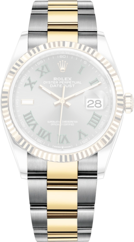 Rolex,Datejust 36 36mm,36mm,Oystersteel,Yellow Gold,Grey,Automatic,Day,70hours,126233,126233-0036