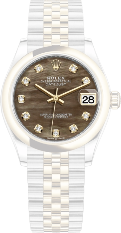 Rolex,Datejust 31 31mm,31mm,Yellow Gold,Stainless Steel,Black,Automatic,Day,55hours,278243,278243-0024