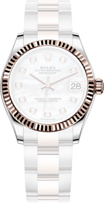 Rolex,Datejust 31 31mm,31mm,Rose Gold,Stainless Steel,White,Automatic,Day,55hours,278271,278271-0025