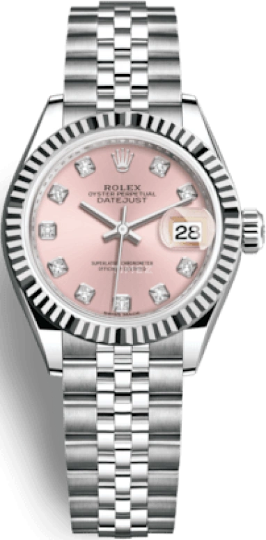 Rolex,Lady-Datejust 28mm,28mm,White Gold,Stainless Steel,Pink,Automatic,Day,55hours,279174,279174-0003