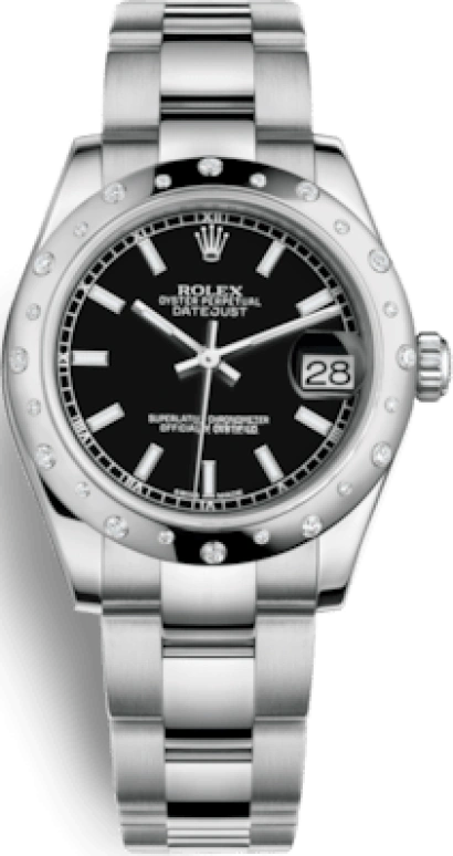 Rolex,Datejust 31 31mm,31mm,White Gold,Stainless Steel,Black,Automatic,Day,48hours,178344,178344-0057