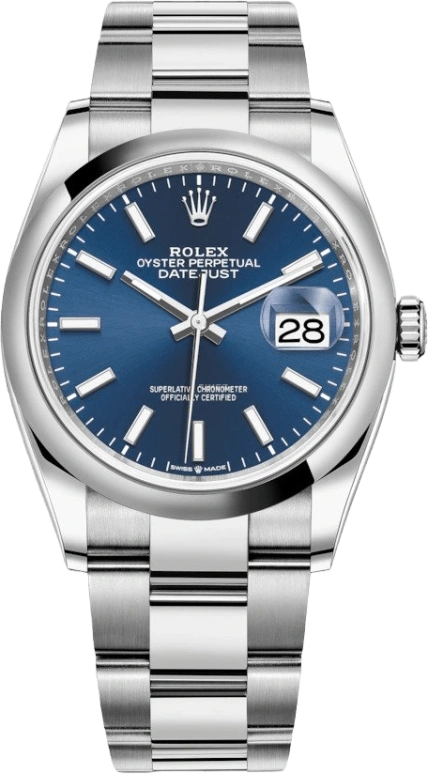 Rolex,Datejust 36 36mm,36mm,Stainless Steel,Blue,Automatic,Day,70hours,126200,126200-0006