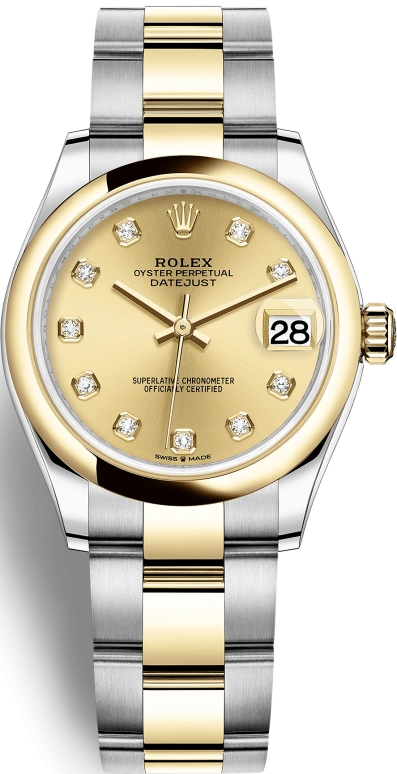 Rolex,Datejust 31 31mm,31mm,Yellow Gold,Stainless Steel,Champagne,Automatic,Day,55hours,278243,278243-0025