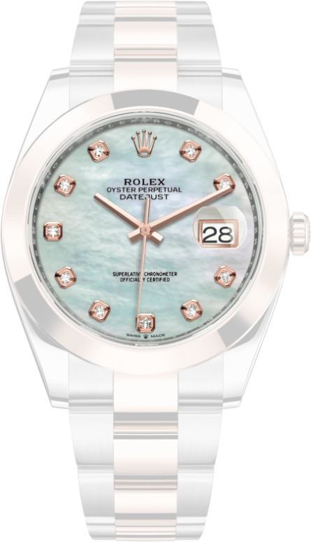 Rolex,Datejust 41 41mm,41mm,Rose Gold,Stainless Steel,White,Automatic,Day,70hours,126301,126301-0013