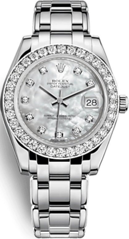 Rolex,Pearlmaster 34mm,34mm,White Gold,White,Automatic,Day,48hours,Bad Bunny,81299,81299-0014