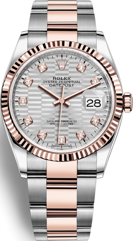 Rolex,Datejust 36 36mm,36mm,Oystersteel,Everose Gold,Silver,Automatic,Day,70hours,126231,126231-0040