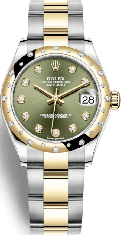 Rolex,Datejust 31 31mm,31mm,Yellow Gold,Stainless Steel,Green,Automatic,Day,55hours,278343RBR,278343RBR-0029