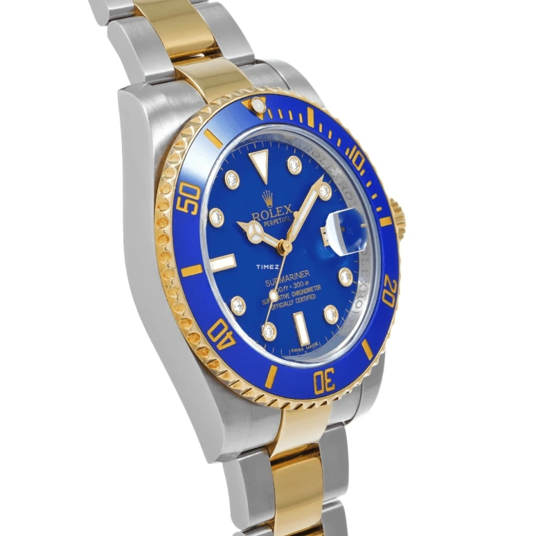 Rolex,Submariner 40mm,40mm,Stainless Steel,Yellow Gold,Ceramic,Blue,Automatic,Day,48hours,116613GLB
