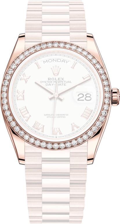 Rolex,Day-Date 36 36mm,36mm,Everose Gold,White,Automatic,Day,70hours,128345RBR,128345RBR-0054