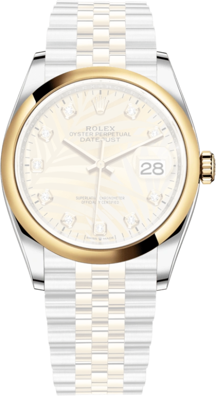Rolex,Datejust 36 36mm,36mm,Yellow Gold,Stainless Steel,Champagne,Automatic,Day,70hours,126203,126203-0043