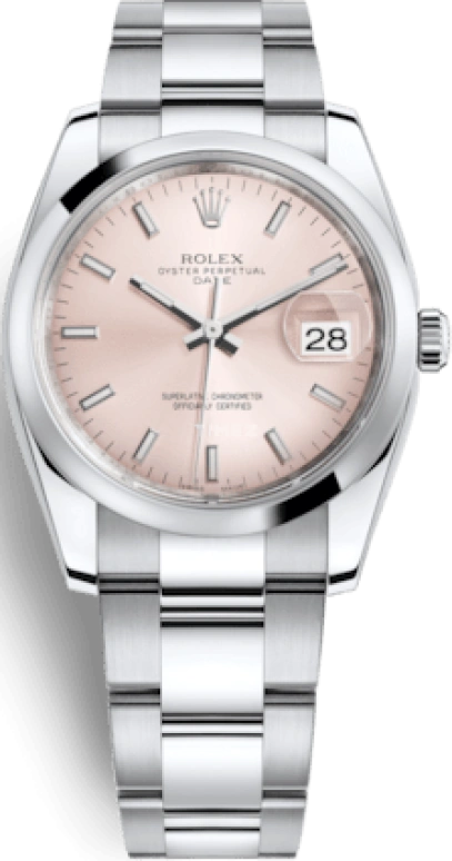 Rolex,Date 34mm,34mm,Stainless Steel,Pink,Automatic,Day,48hours,115200,115200-0005