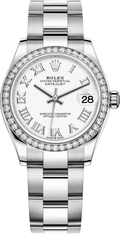 Rolex,Datejust 31 31mm,31mm,White Gold,Stainless Steel,White,Automatic,Day,55hours,278384RBR,278384RBR-0013