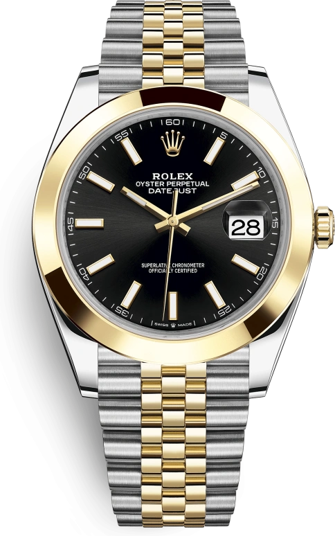 Rolex,Datejust 41 41mm,41mm,Yellow Gold,Stainless Steel,Black,Automatic,Day,70hours,126303,126303-0014
