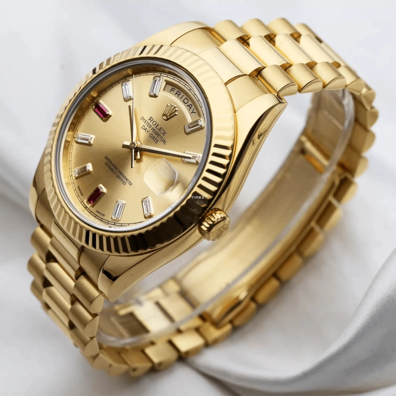 Rolex,Day-Date II 41mm,41mm,Yellow Gold,Gold,Automatic,48hours,In-house Caliber,218238 Ruby