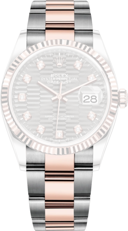 Rolex,Datejust 36 36mm,36mm,Rose Gold,Stainless Steel,Silver,Automatic,Day,70hours,126231,126231-0042