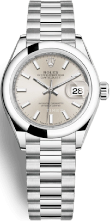 Rolex,Lady-Datejust 28mm,28mm,Platinum,Silver,Automatic,Day,55hours,279166,279166-0006