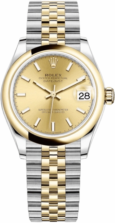 Rolex,Datejust 31 31mm,31mm,Yellow Gold,Stainless Steel,Champagne,Automatic,Day,55hours,278243,278243-0014