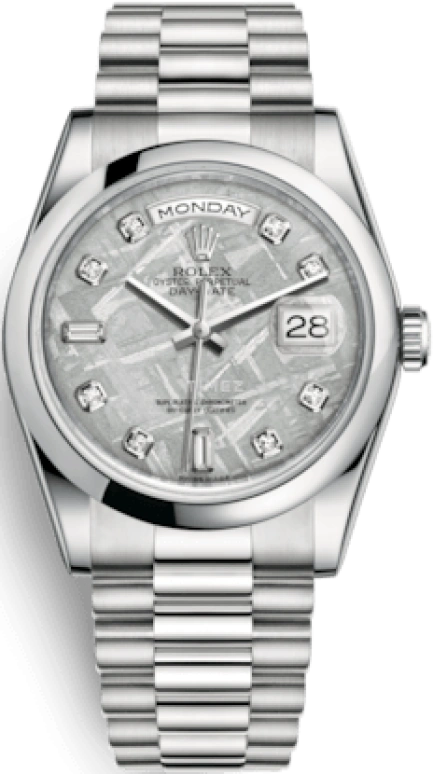 Rolex,Day-Date 36 36mm,36mm,Platinum,Grey,Automatic,Date,Day,118206,118206-0120