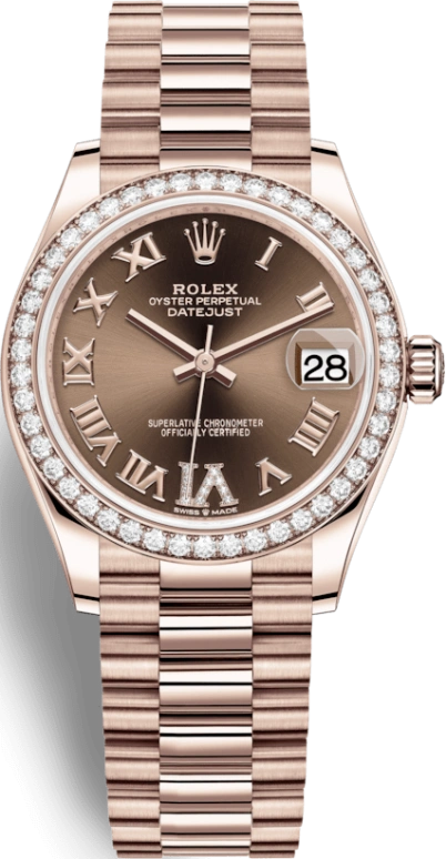 Rolex,Datejust 31 31mm,31mm,Rose Gold,Brown,Automatic,Day,55hours,278285RBR,278285RBR-0016