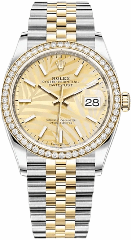 Rolex,Datejust 36 36mm,36mm,Yellow Gold,Stainless Steel,Champagne,Automatic,Day,70hours,126283RBR,126283RBR-0023